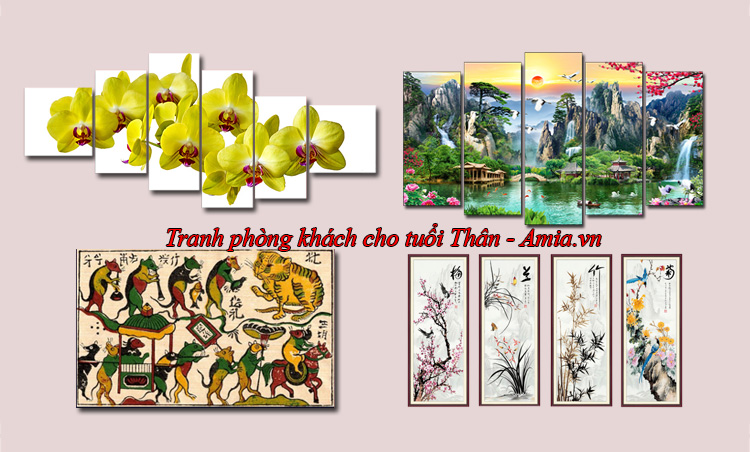 Tranh treo phòng khách tuổi Thân hài hòa phong thủy