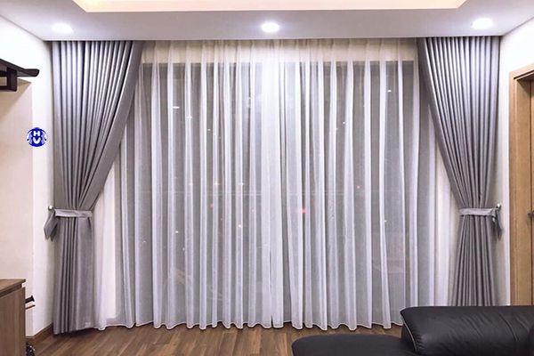 Rèm xám bạc hai lớp sang trọng