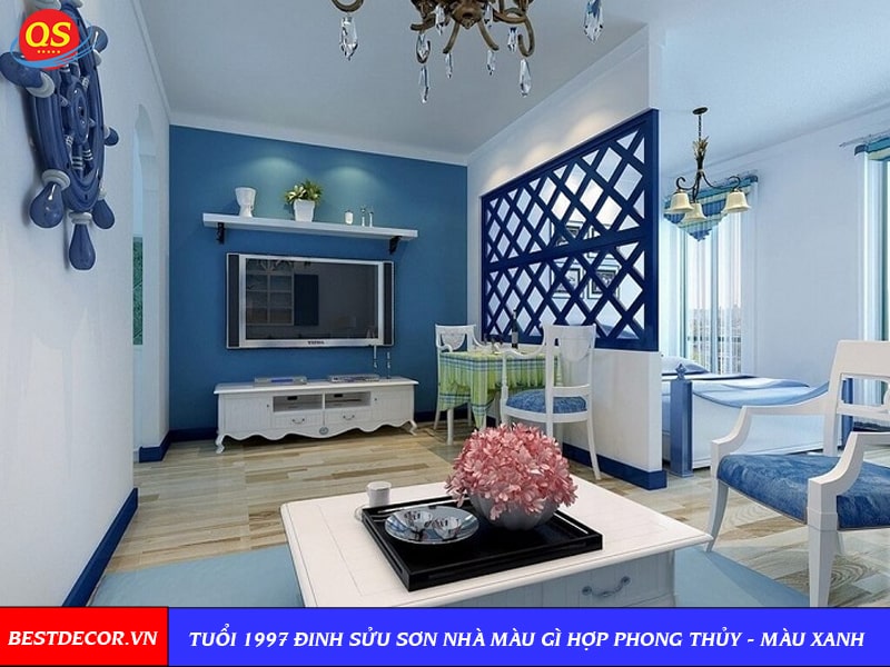 Phòng làm việc màu lạnh sang trọng