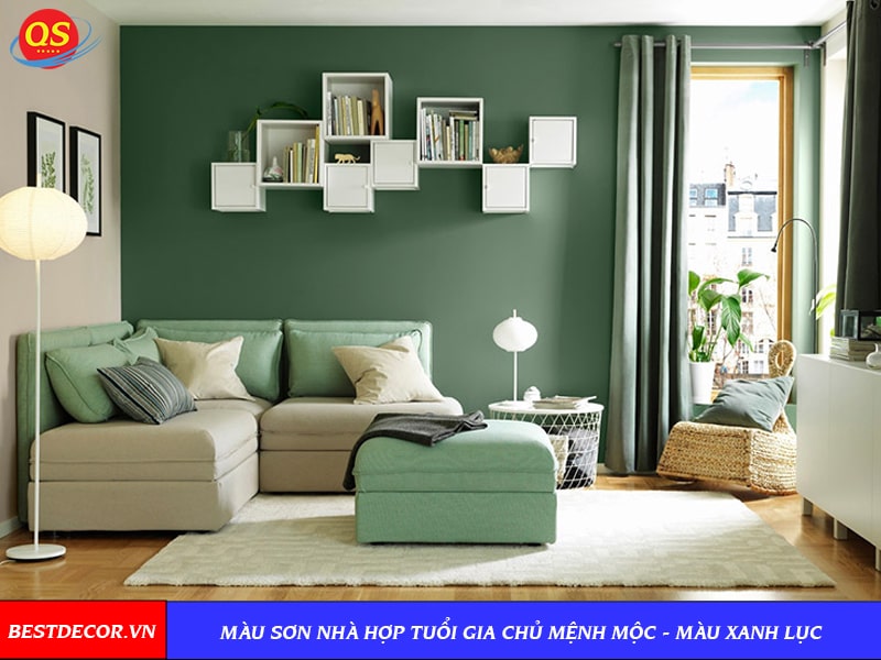 Nhà màu xanh rêu sang trọng