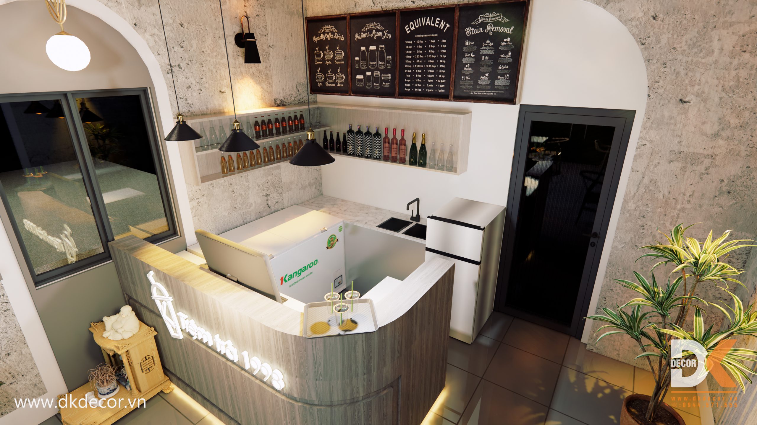 Quán cafe tone vàng đất phong thủy tuổi Mậu Dần