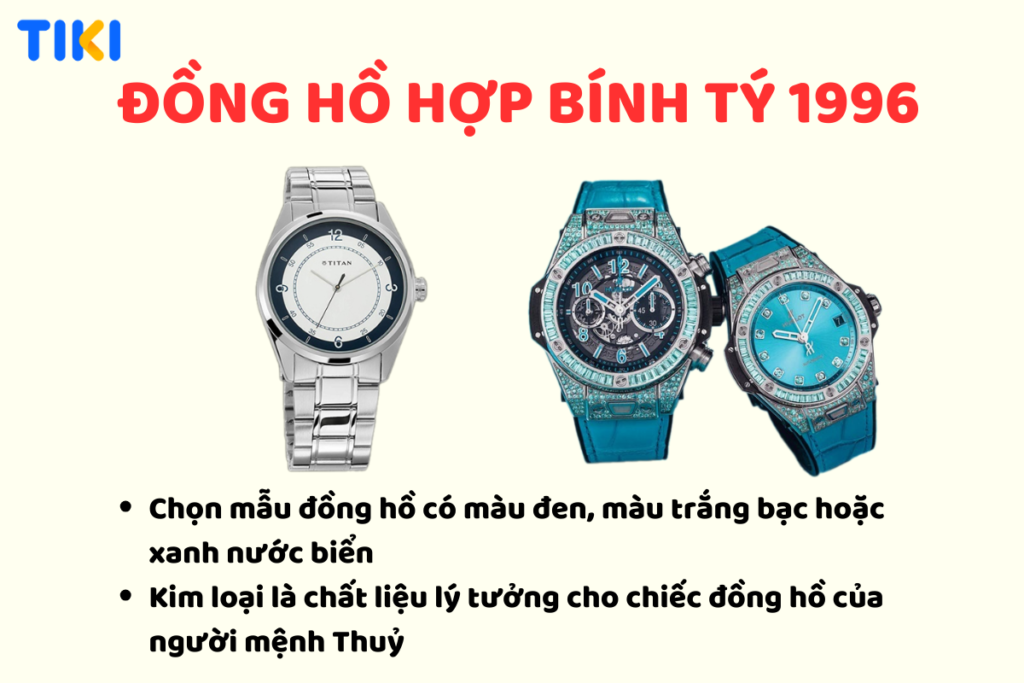 Đồng hồ màu bạc hợp phong thủy cho tuổi Bính Tý 1996
