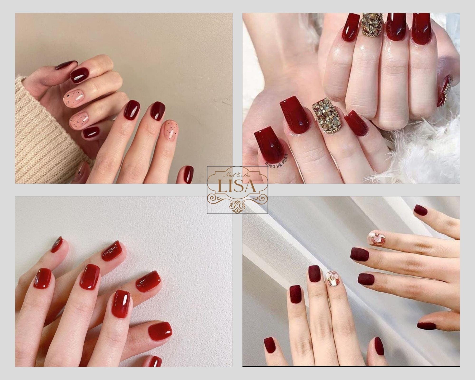 Mẫu nail màu đỏ đất thanh lịch