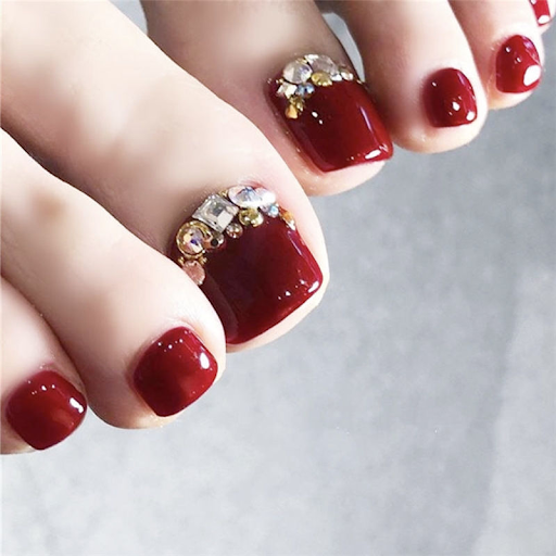Mẫu nail đỏ đô 5