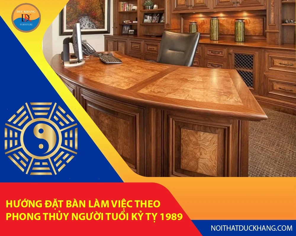 Mẫu bàn làm việc màu nâu kết hợp xanh lá
