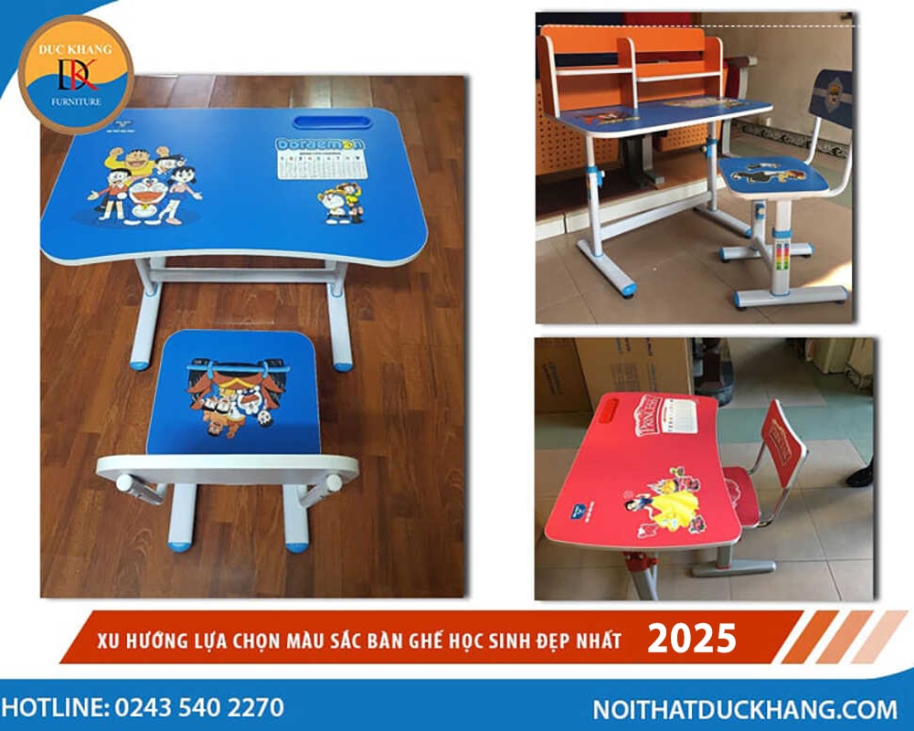 Bàn học nhiều màu phù hợp cho mệnh Thổ