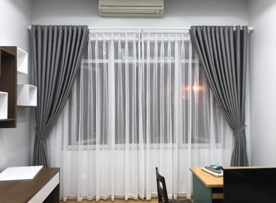 Rèm hai lớp màu vàng kem