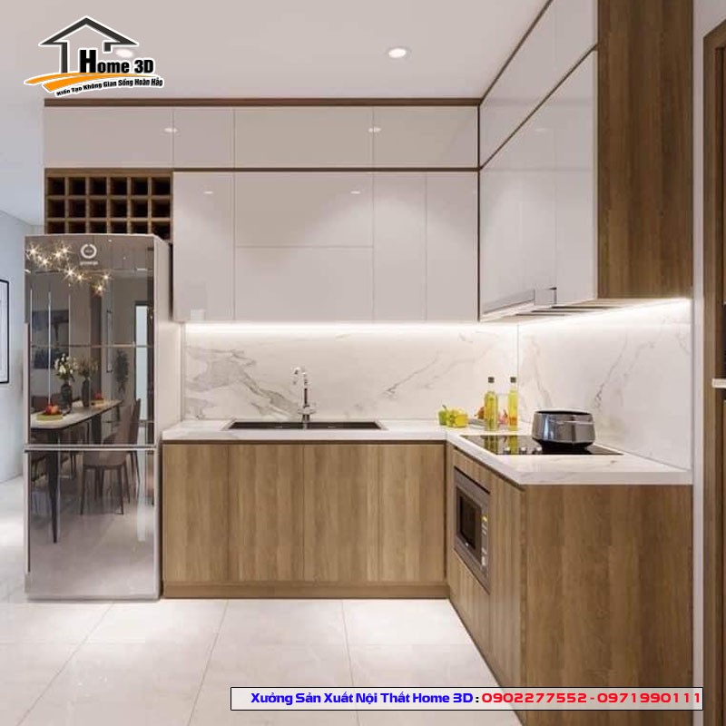 Tủ bếp màu gỗ đẹp và hợp phong thủy